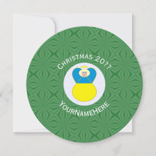Ukrainische Weihnachtsflagge mit Engel und persona Einladung