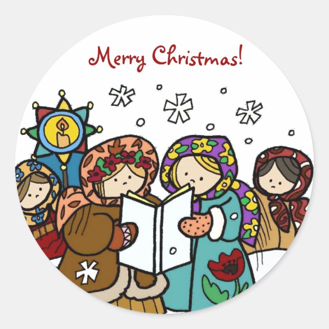 Ukrainische Weihnachtslieder Runder Aufkleber (Vorderseite)
