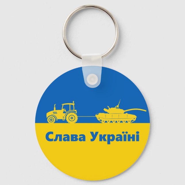 Ukrainischer Bauer stahl Panzer Schleppen Russland Schlüsselanhänger (Vorderseite)