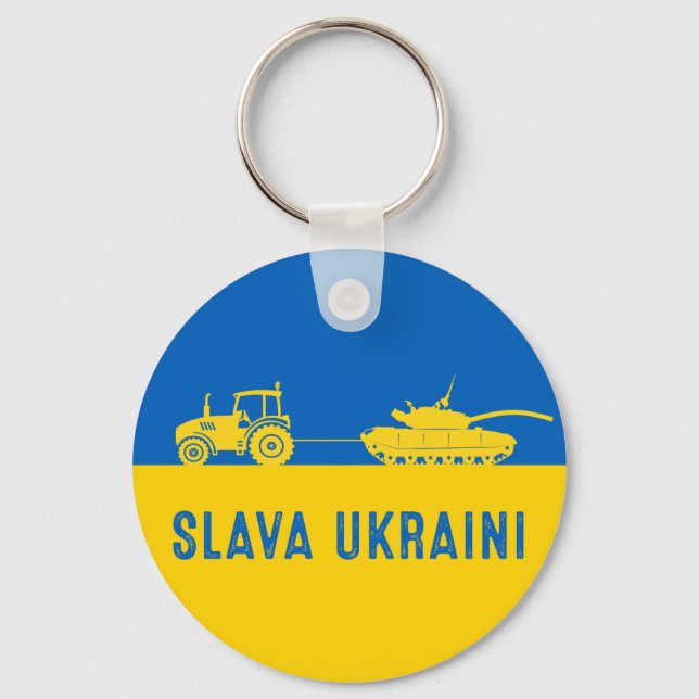 Ukrainischer Bauer stahl Panzer Schleppen Russland Schlüsselanhänger (Vorderseite)