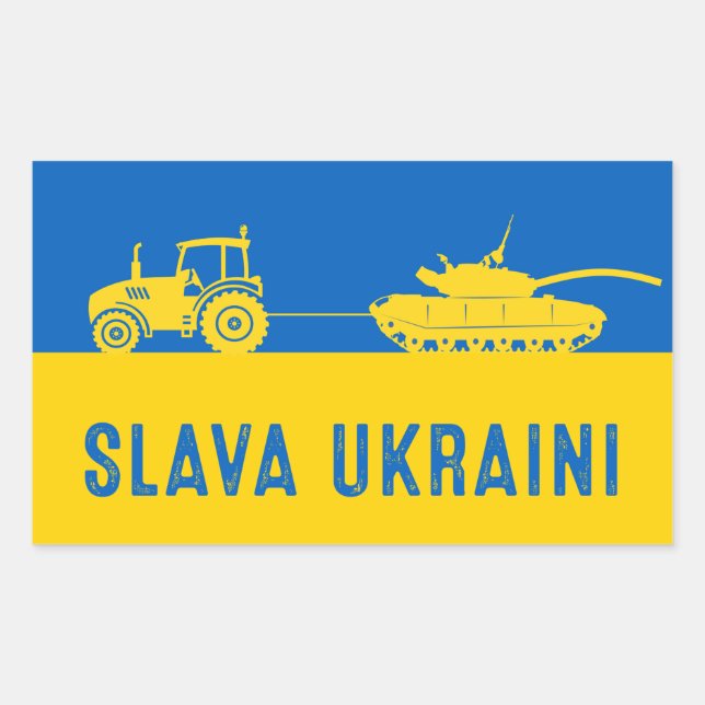 Ukrainischer Bauer stiehlt Panzer zum Abschleppen  Rechteckiger Aufkleber (Vorderseite)