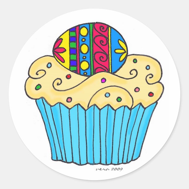 Ukrainischer Cupcake von Vera Trembach Runder Aufkleber (Vorderseite)