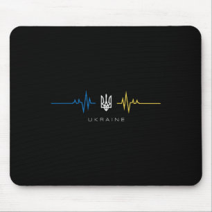Ukrainischer Dreizack-Flagge Herzschlag - Ich steh Mousepad