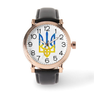 Ukrainischer Dreizack mit niedriger Polygonzahl Armbanduhr