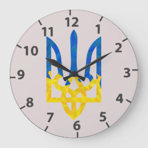 Ukrainischer Dreizack mit niedriger Polygonzahl Große Wanduhr