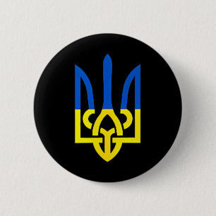 Ukrainischer Dreizack-Symbol - Ukraine-Flagge Unte Button