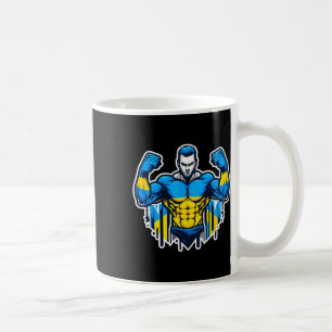 Ukrainischer Fan Ukraine-Flagge starker Mann Kaffeetasse