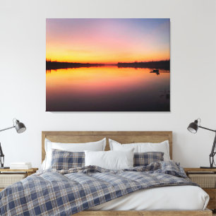 Ukrainischer Fluss Dnieper bei Sonnenuntergang Leinwanddruck