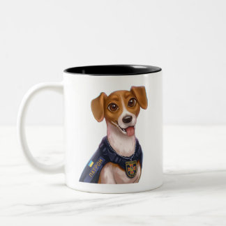 Ukrainischer Hundepatron-T - Shirt Zweifarbige Tasse