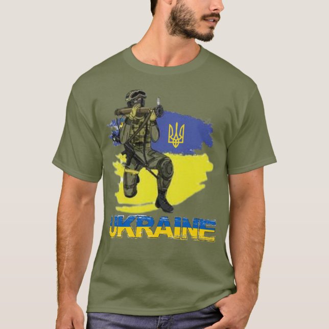 ukrainischer Kriegertrident Zelensky T-Shirt (Vorderseite)