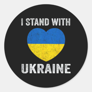 Ukrainischer Liebhaber Ich stehe mit Ukraine Herz Runder Aufkleber