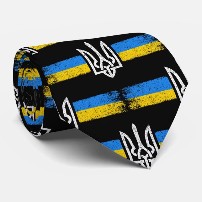 ukrainischer Präsident - ukrainisches Flaggensymbo Krawatte (Gerollt)