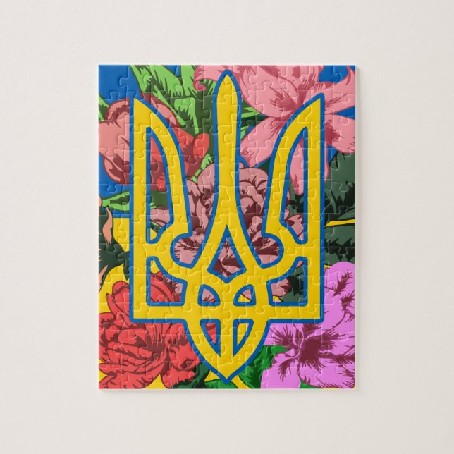 ukrainischer Präsident und ukrainische Flagge mit  (Vertikal)