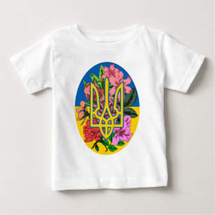 ukrainischer Präsident und ukrainische Flagge mit  Baby T-shirt