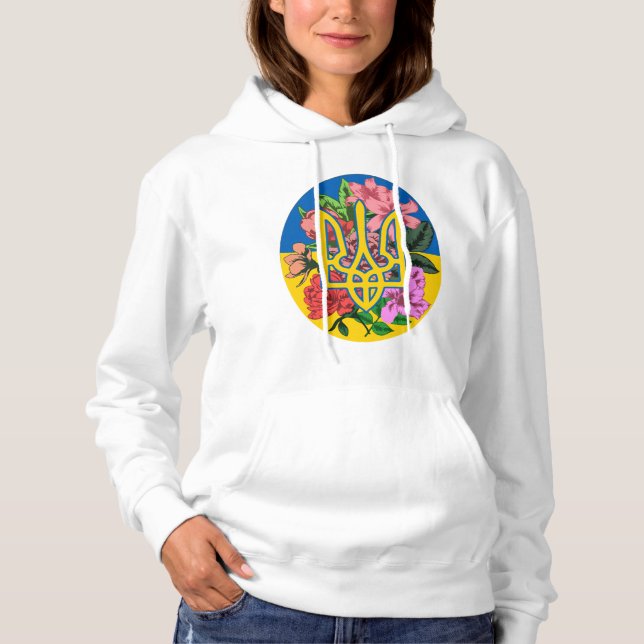 ukrainischer Präsident und ukrainische Flagge mit  Hoodie (Vorderseite)
