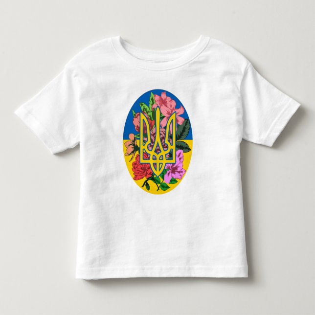 ukrainischer Präsident und ukrainische Flagge mit  Kleinkind T-shirt (Vorderseite)