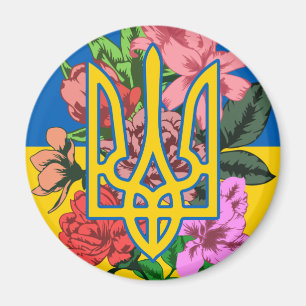 ukrainischer Präsident und ukrainische Flagge mit Magnet
