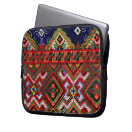 Ukrainischer Querstich Stickerei Zippered Neopren Laptopschutzhülle