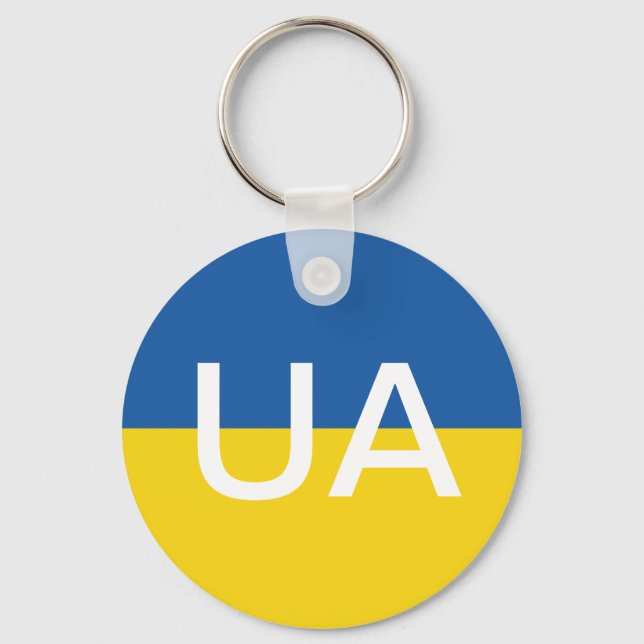 Ukrainischer Schlüsselanhänger mit runder Flagge (Vorderseite)