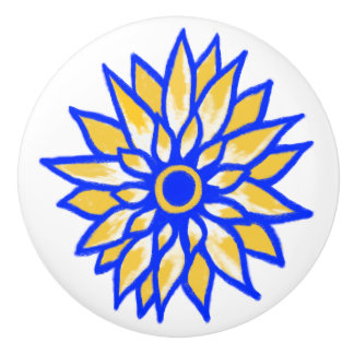 Ukrainischer Sonnenblumen-Keramikknopf Keramikknauf
