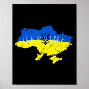 Ukrainischer Stolz Tryzub Ukraine Karte Vintage Re Poster