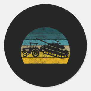 Ukrainischer Traktor Unterstützen Sie die Ukraine  Runder Aufkleber