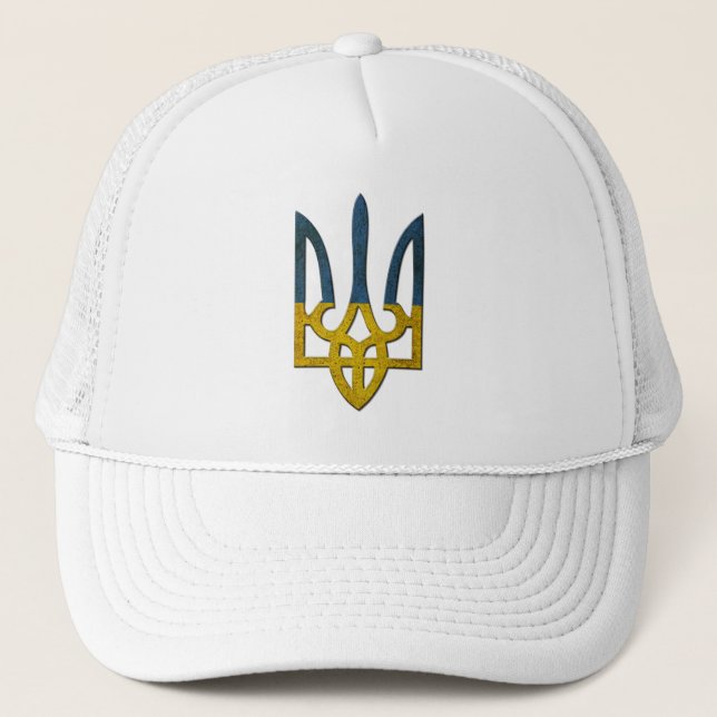 Ukrainischer Trayzub-Wappen mit Waffenhahn Truckerkappe (Vorderseite)