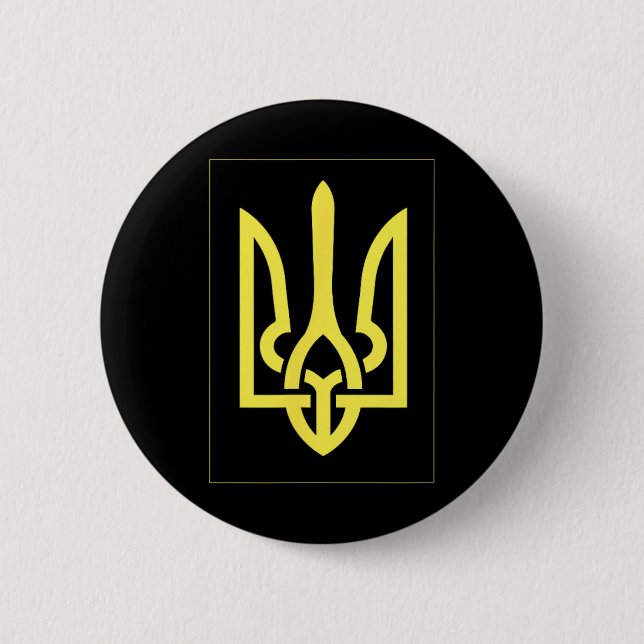 Ukrainischer Ukraine Dreizack  Button (Vorderseite)
