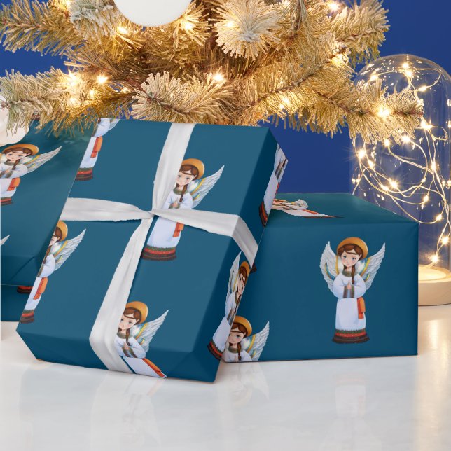 Ukrainischer Weihnachtsgel Geschenkpapier (Feiertage)