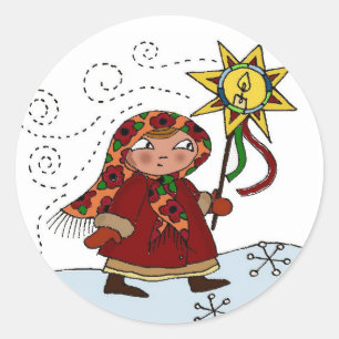 Ukrainischer Weihnachtsstern Runder Aufkleber