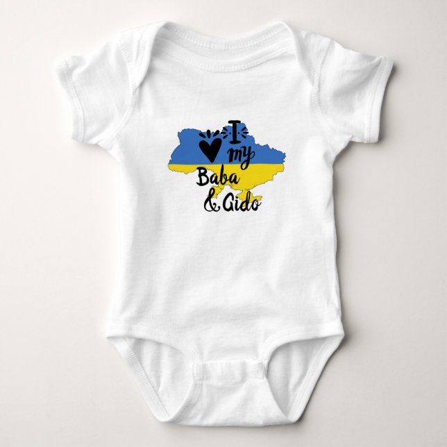 Ukrainisches Baby I Liebe Mein Baba und Gido Kleid Baby Strampler (Vorderseite)