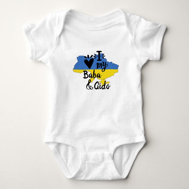 Ukrainisches Baby I Liebe Mein Baba und Gido Kleid Baby Strampler (Vorderseite)