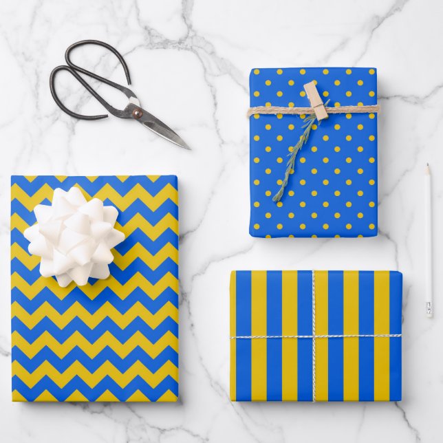 Ukrainisches blaues und gelbes Geschenk Geschenkpapier Set (Vorderseite)