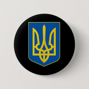 Ukrainisches Dreizack-Emblem Wappen Logo Button