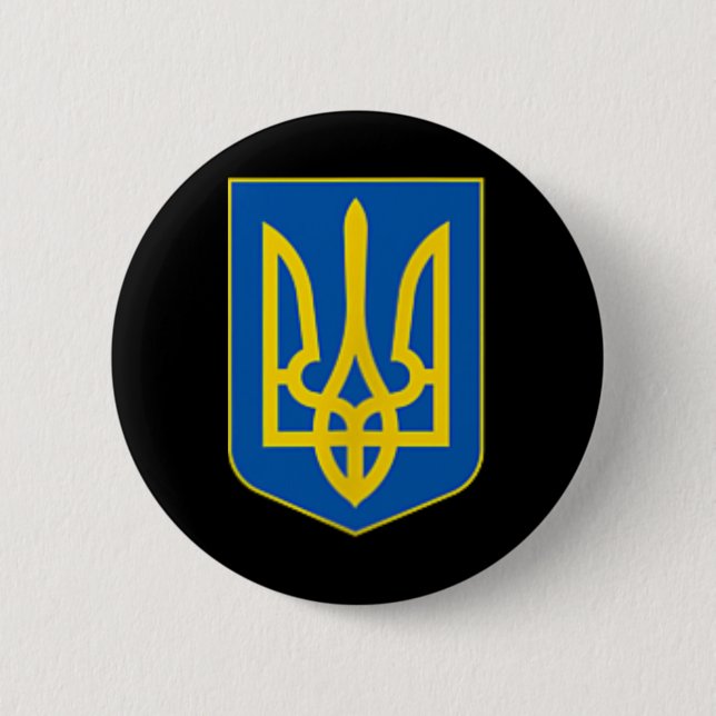 Ukrainisches Dreizack-Emblem Wappen Logo Button (Vorderseite)