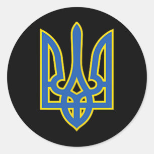 Ukrainisches Dreizack-Shirt Tryzub Ukraine-Armee G Runder Aufkleber