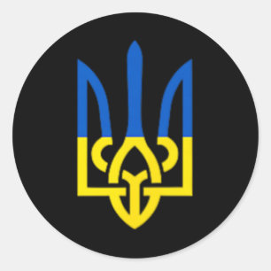 Ukrainisches Dreizack-Symbol - Ukraine-Flagge Unte Runder Aufkleber