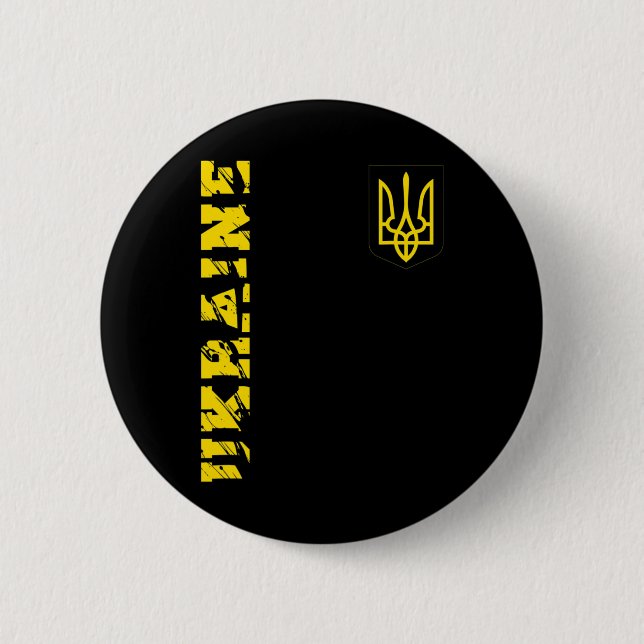 Ukrainisches Dreizack-Ukraine-Shirt Tryzub-Support Button (Vorderseite)