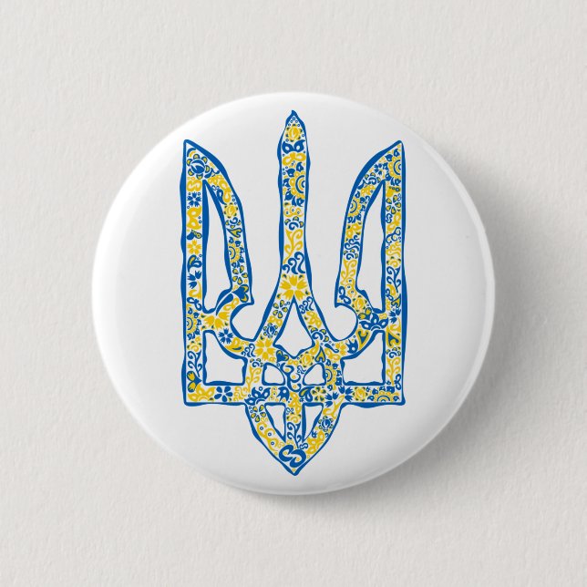 Ukrainisches Emblem trident tryzub ethnisch Button (Vorderseite)