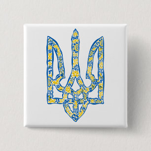 Ukrainisches Emblem trident tryzub ethnisch Button