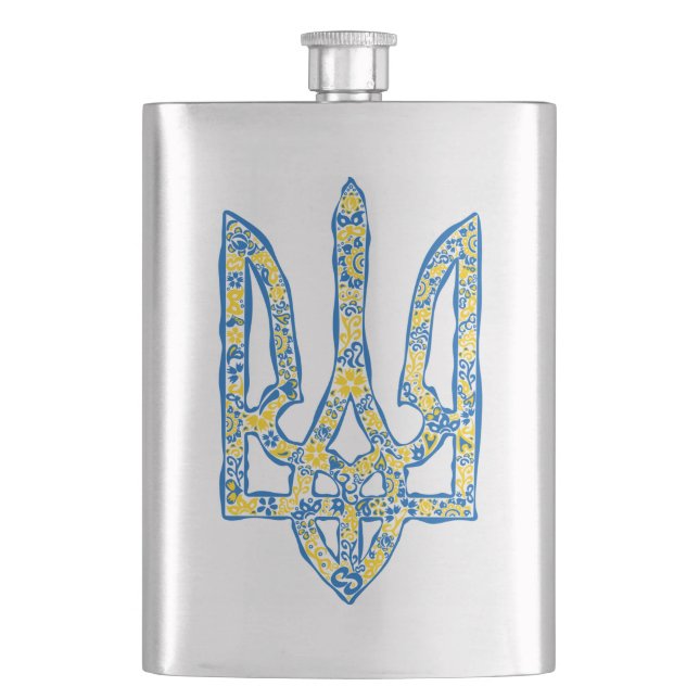 Ukrainisches Emblem trident tryzub ethnisch Flachmann (Vorderseite)
