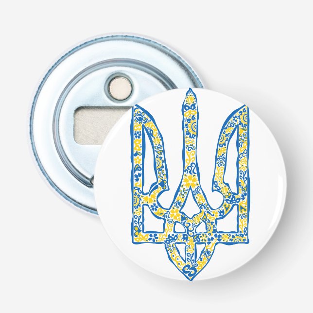 Ukrainisches Emblem trident tryzub ethnisch Flaschenöffner (Vorderseite)