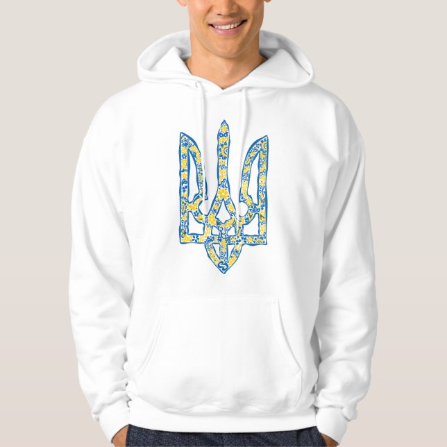 Ukrainisches Emblem trident tryzub ethnisch Hoodie (Vorderseite)