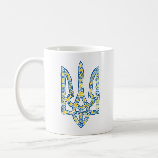 Ukrainisches Emblem trident tryzub ethnisch Kaffeetasse (Links)