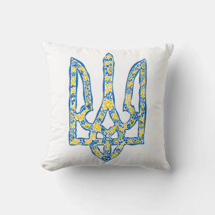 Ukrainisches Emblem trident tryzub ethnisch Kissen