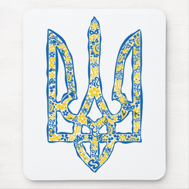 Ukrainisches Emblem trident tryzub ethnisch Mousepad (Vorne)