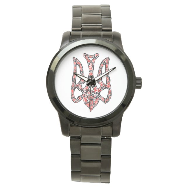 Ukrainisches Emblem trident tryzub stilisiert Armbanduhr (Vorderseite)