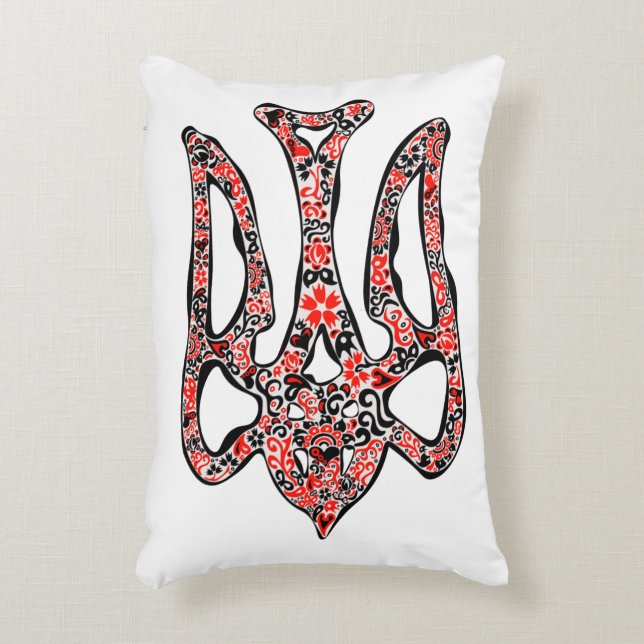 Ukrainisches Emblem trident tryzub stilisiert Dekokissen (Vorderseite(Vertikal))