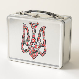 Ukrainisches Emblem trident tryzub stilisiert Metall Brotdose