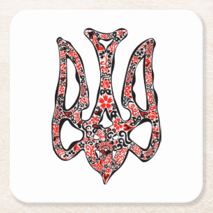 Ukrainisches Emblem trident tryzub stilisiert Rechteckiger Pappuntersetzer